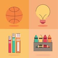 school supplies cartoon vector