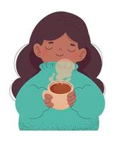 woman drinking a coffee cup vector