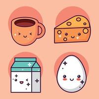 kawaii food breakfast vector