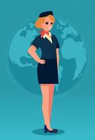 female stewardess in suit vector