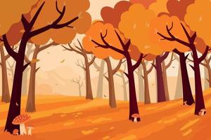 bosque de otoño y setas vector