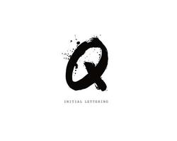 Q Initial brush handwriting or handwritten logo for identity. Logo with signature and hand drawn style. vector