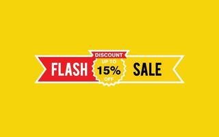 15 Percent discount offer, clearance, promotion banner layout with sticker badge. vector