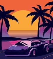 miami sunset landscape vector