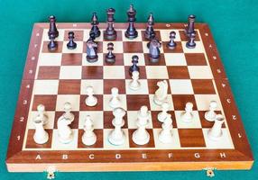 view from white of chess gameplay on chessboard photo