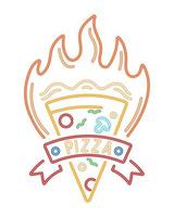 pizza neon label vector