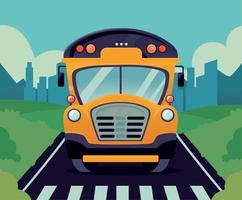 school bus on the road vector