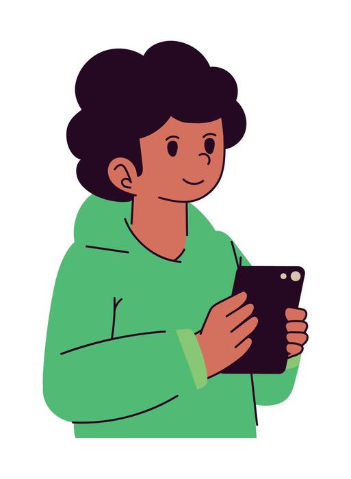 Boy Using Phone Vector Art, Icons, and Graphics for Free Download
