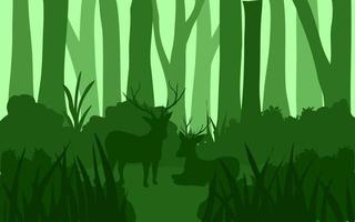 green forest silhouette background vector