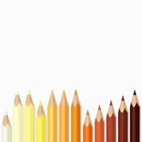 orange color shades of pencil colors isolated on white background vector