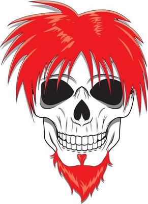 Skull with red haired