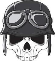 calavera con casco retro vector