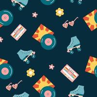 Retro groovy seamless pattern. Vector flat pattern with 60s, 70s elements.