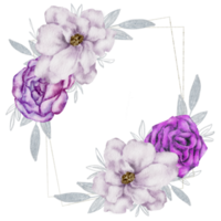 aquarelle de couronne de fleurs violettes png