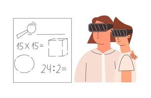 The concept of learning in glasses with augmented reality. Vector illustration in a flat style.