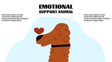 plantilla de banner de perro. animal de apoyo emocional. página de destino, diseño web. ilustración vectorial en un estilo plano. vector