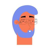 Man in arched glasses. Vector illustration in a flat style.