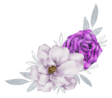 ramo de flores violetas acuarela png