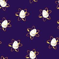 An egg in space. Egg atom. Seamless pattern. Vector illustration