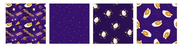 Collection of patterns. Food in space vector