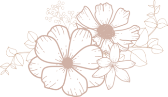 arte de linha de buquê de flores png