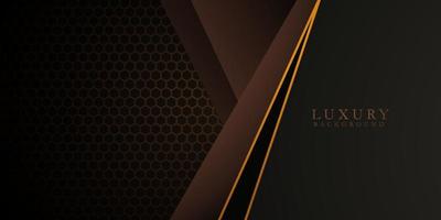 abstract dark brown background with shadows and simple lines. looks 3d with additional hexagonal patterns and gold line. suitable for posters, brochures, e-sports and others. eps10 vector