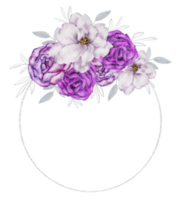 aquarelle de couronne de fleurs violettes png