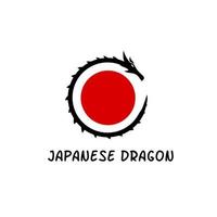 ilustración vectorial gráfico de plantilla de logotipo forma de dragón círculo diseño de estilo japonés vector