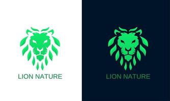 Illustration vector graphic of logo template face head lion nature with leafs
