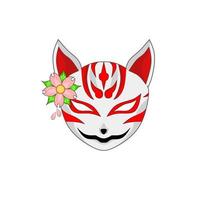 ilustración gráfica vectorial de dibujo máscara kitsune de cara de japón vector