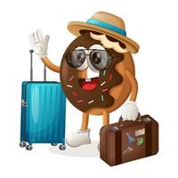 Cute donut mascot on vacation vector