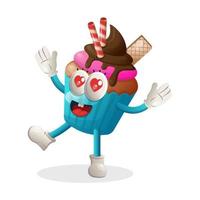 Cute cupcake mascot playful and happy vector