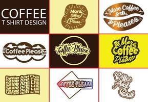 Coffee new t shirt and sticker design template bundle vector