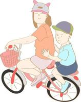 hand drawn siblings riding bicycles vector