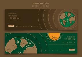 Banner template in landscape design in green and brown for ozone layer day design vector