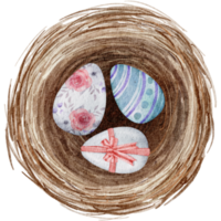 Easter eggs in the nest watercolor png