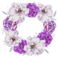 acquerello di corona di fiori viola png