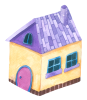 tecknad hus akvarell png