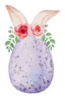 oeufs de pâques avec oreille de lapin aquarelle png