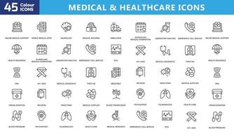 Icons for mobile and web. High quality pictograms. Linear icons set of business, medical, UI and UX, media, money, travel, etc. vector