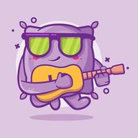 cool pillow character mascot with playing guitar isolated cartoon in flat style design vector