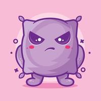 serious pillow character mascot with angry expression isolated cartoon in flat style design vector