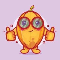 divertida mascota de personaje de carambola con pulgar arriba gesto de mano dibujos animados aislados en diseño de estilo plano vector