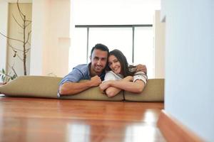 relaxed young couple at home photo