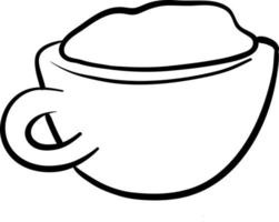 Cup with coffee with cream drawn line icon. vector