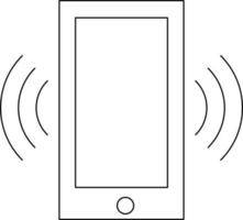 Mobile phone ringing web icon drawn with line. vector