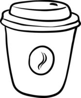 Paper cup with coffee line drawn icon. vector