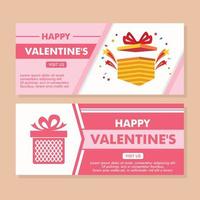 Valentine's day web banners with photo background Vector template