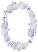 Easter wreath watercolor with Eggs and flower png