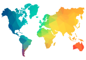 carte du monde abstrait polygone png